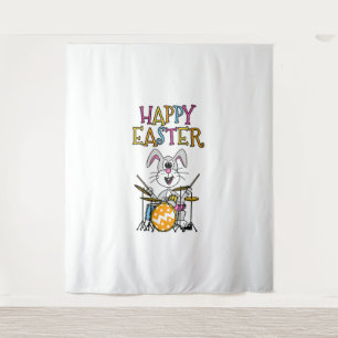 Drummer Easter Bunny Playing Drums Tapestry