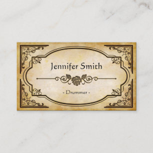Drummer - Elegant Vintage Antique Business Card