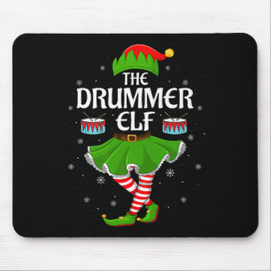 Drummer Elf Christmas Family Girls Women Elf Squad Mouse Pad