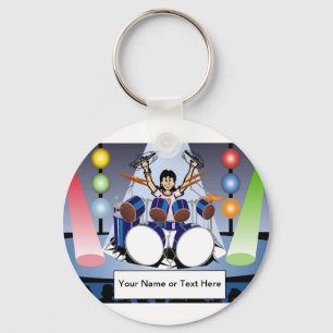 Drummer - Female Cartoon by PrintedPerfection.com  Keychain