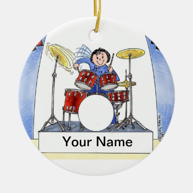 Drummer - female ceramic ornament (Front)