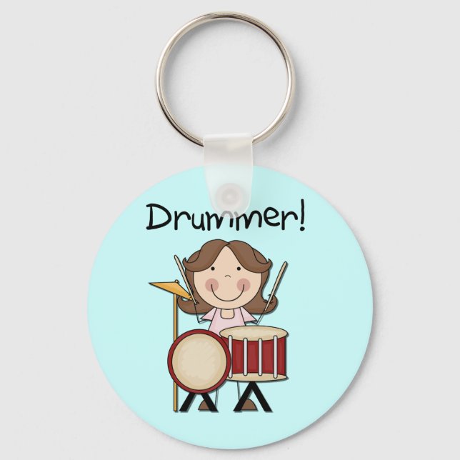Drummer - Female Tshirts and Gifts Keychain (Front)