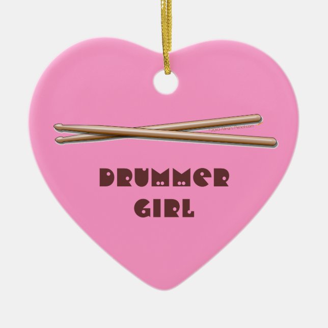 Drummer Girl Drumsticks Customizable Pink Ornament (Front)
