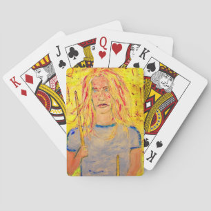 Drummer Girl Playing Cards
