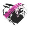 Drummer Girl Purple and White Text with Drum Kit