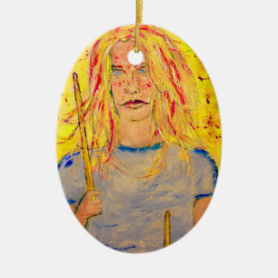drummer girl upclose ceramic ornament