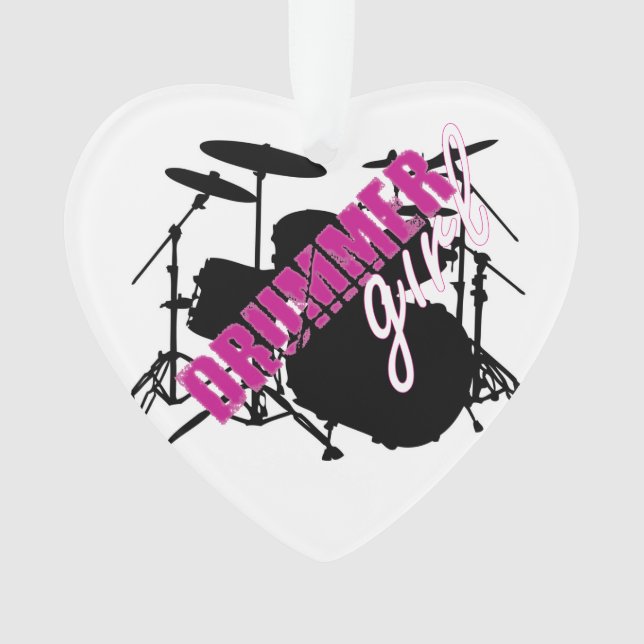 Drummer Girl with Fun Purple and Black Grunge Tex  Ornament (Front)