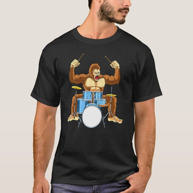 Drummer Gorilla Drum Player Kit Snare Hi-Hat Trap  T-Shirt (Front)