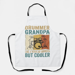 Drummer Grandpa Like a Regular Grandpa But Cooler  Apron