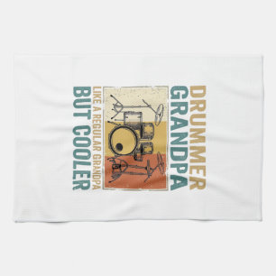Drummer Grandpa Like a Regular Grandpa But Cooler  Kitchen Towel