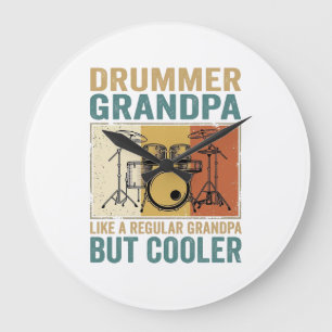 Drummer Grandpa Like a Regular Grandpa But Cooler  Large Clock
