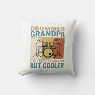 Drummer Grandpa Like a Regular Grandpa But Cooler  Throw Pillow