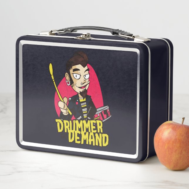 Drummer Guy with Drumsticks Design Metal Lunch Box (In Situ)