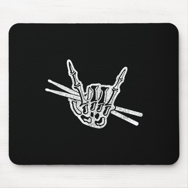 Drummer Halloween Skeleton Hand Rock and Roll Drum Mouse Pad (Front)