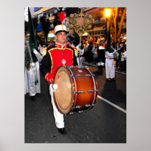 Drummer in the Palm Sunday parade, Marbella Poster