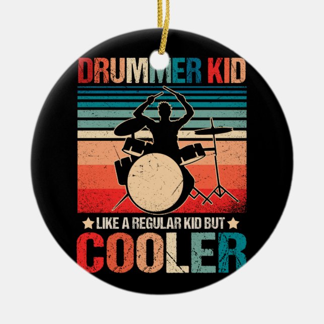 Drummer Kid Like A Regular Kid But Cooler Drumming Ceramic Ornament (Front)
