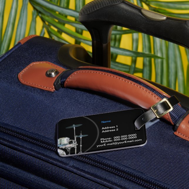 Drummer Luggage Tag (Front Insitu 3)