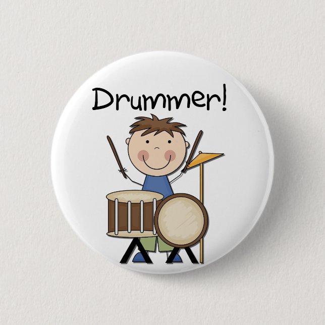 Drummer - Male Tshirts and Gifts 2 Inch Round Button (Front)