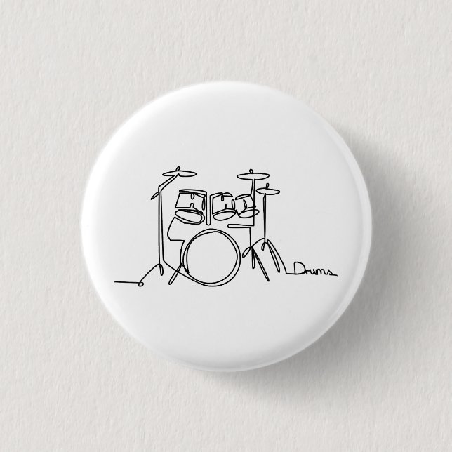 Drummer Music Design One-Line Drums  1 Inch Round Button (Front)