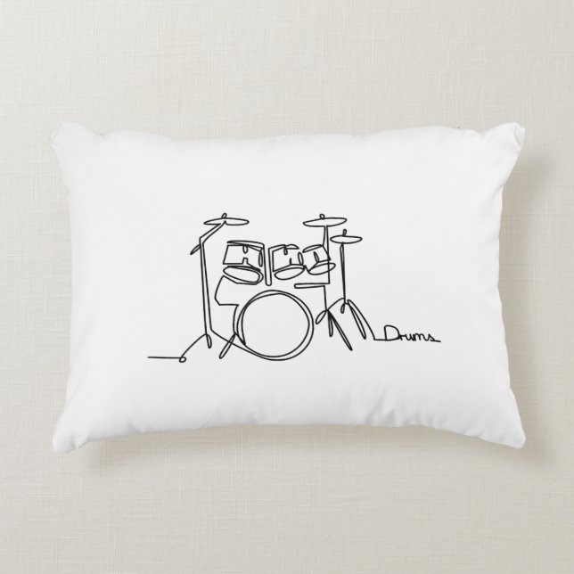Drummer Music Design One-Line Drums  Accent Pillow (Front)