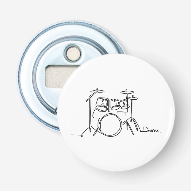 Drummer Music Design One-Line Drums  Bottle Opener (Front)