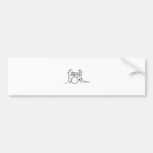 Drummer Music Design One-Line Drums  Bumper Sticker