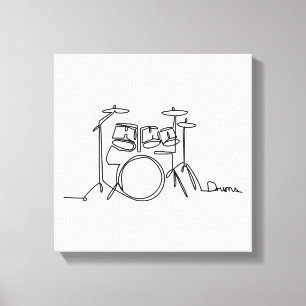 Drummer Music Design One-Line Drums  Canvas Print