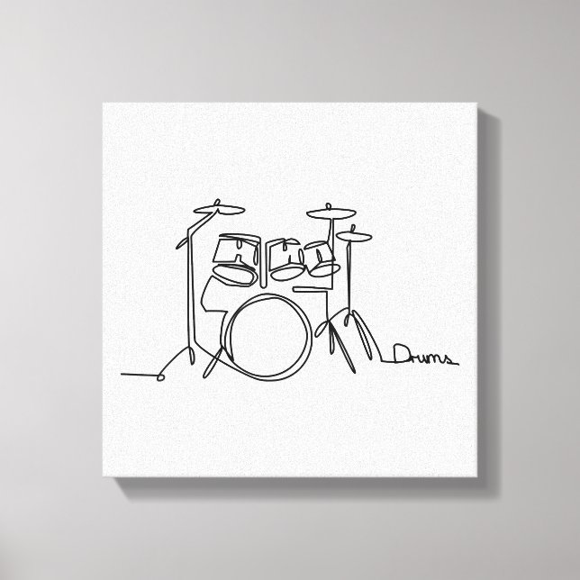 Drummer Music Design One-Line Drums  Canvas Print (Front)