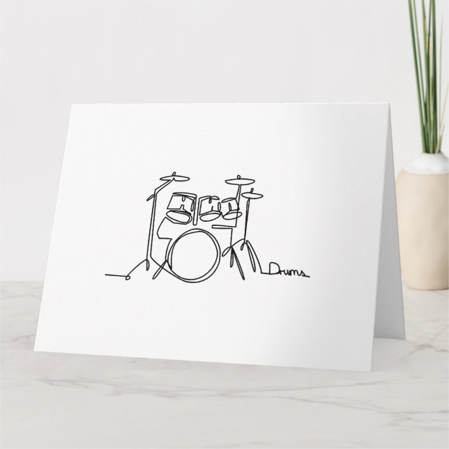 Drummer Music Design One-Line Drums  Card (Front)