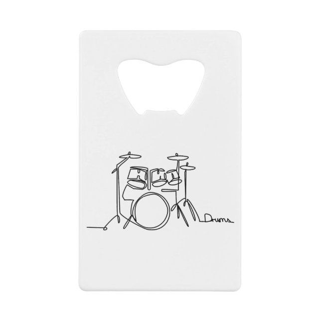 Drummer Music Design One-Line Drums  Credit Card Bottle Opener (Front)