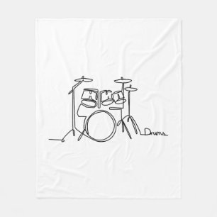 Drummer Music Design One-Line Drums  Fleece Blanket