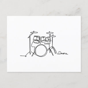 Drummer Music Design One-Line Drums  Holiday Postcard