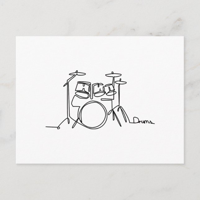 Drummer Music Design One-Line Drums  Holiday Postcard (Front)