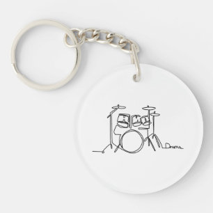 Drummer Music Design One-Line Drums Keychain