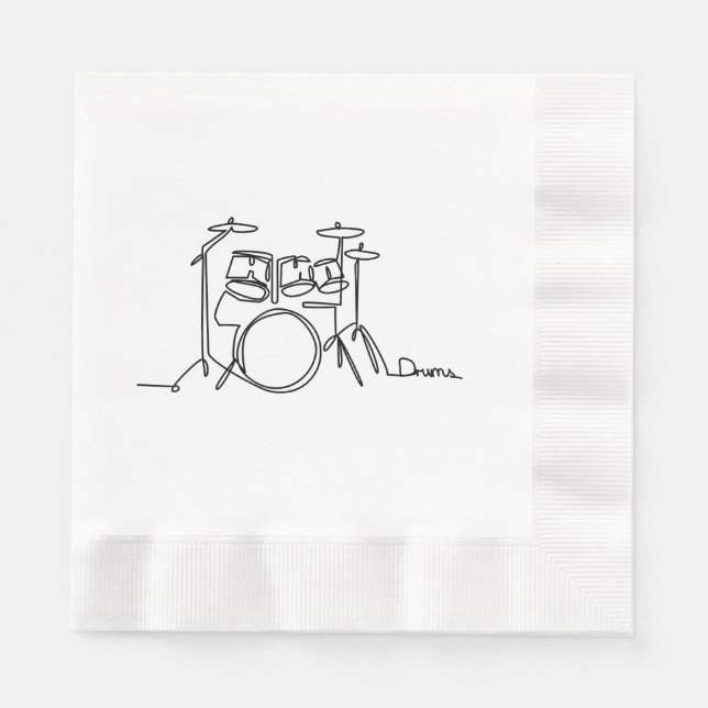 Drummer Music Design One-Line Drums  Napkin (Front)