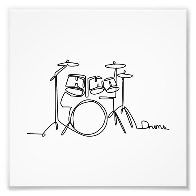 Drummer Music Design One-Line Drums  Photo Print (Front)