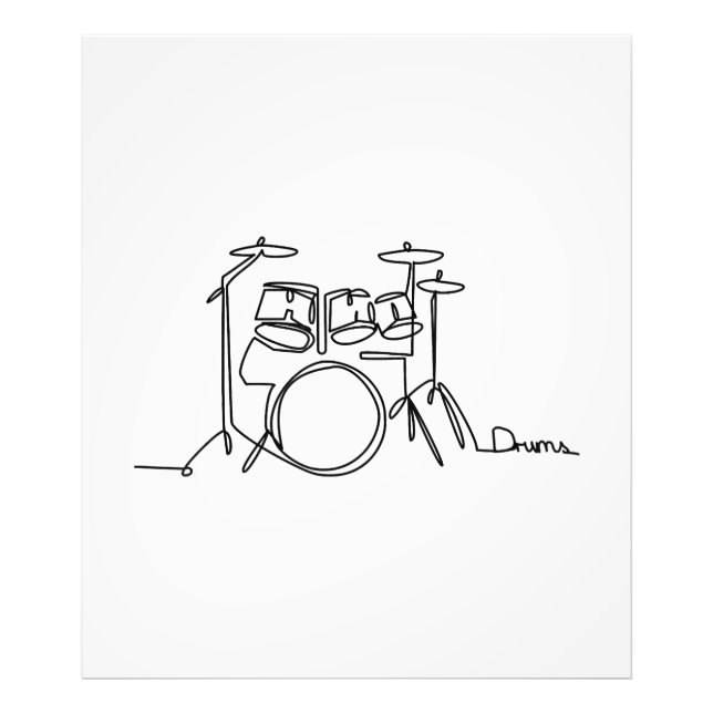 Drummer Music Design One-Line Drums  Photo Print (Front)
