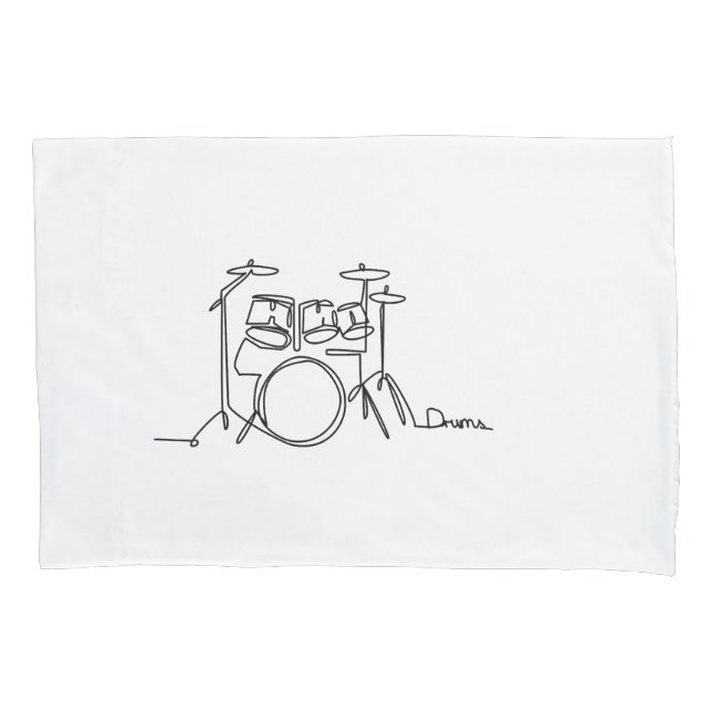 Drummer Music Design One-Line Drums  Pillowcase (Front)