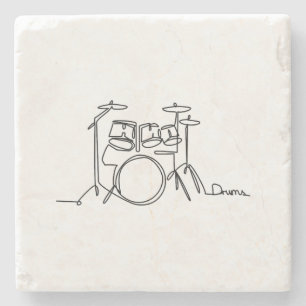 Drummer Music Design One-Line Drums  Stone Coaster