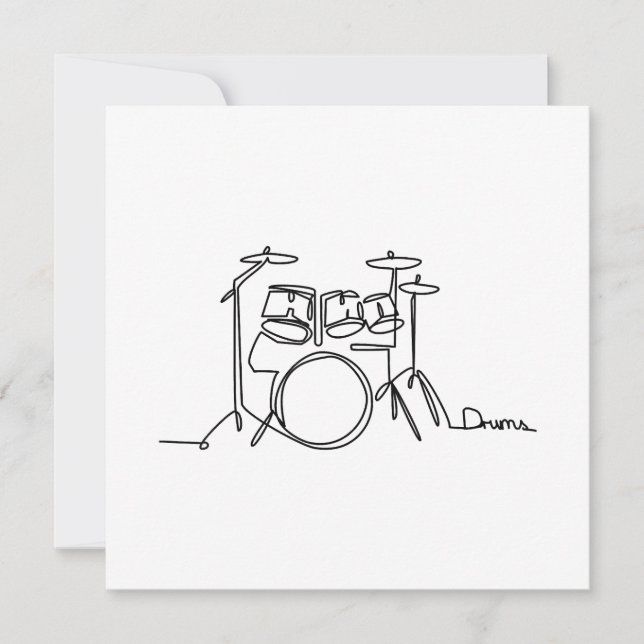 Drummer Music Design One-Line Drums  Thank You Card (Front)