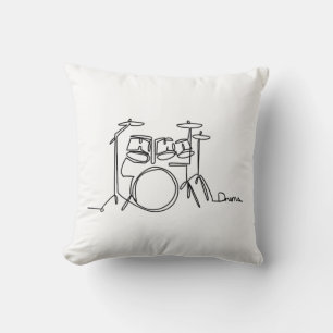 Drummer Music Design One-Line Drums  Throw Pillow