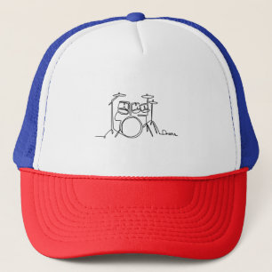 Drummer Music Design One-Line Drums Trucker Hat