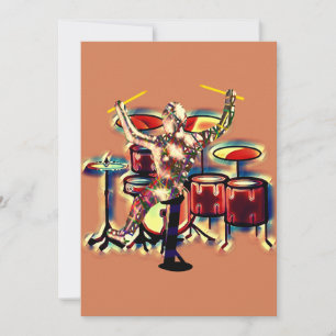 Drummer playing his drum set card