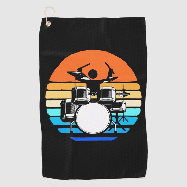 Drummer Retro Vintage Golf Towel (Front)