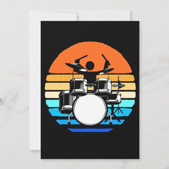 Drummer Retro Vintage Invitation (Front)