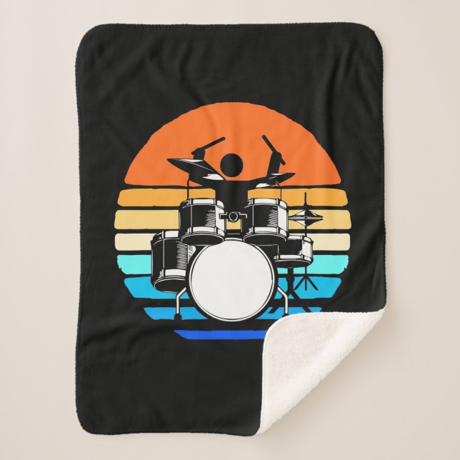 Drummer Retro Vintage Sherpa Blanket (Front)