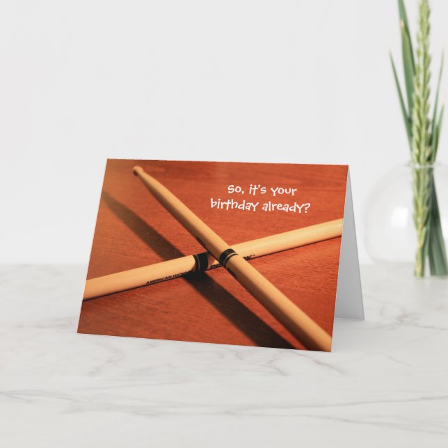 Drummer Right on Time Birthday Card (Front)