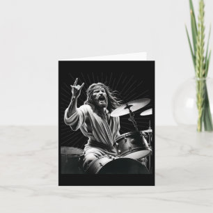 Drummer Rock Jesus Drumming Card