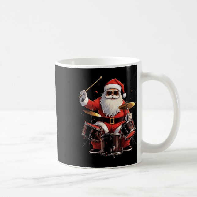 Drummer Santa Playing Drums Funny Christmas Drumme Coffee Mug (Right)