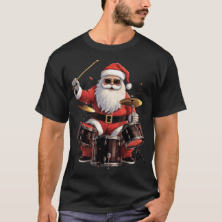 Drummer Santa Playing Drums Funny Christmas Drumme T-Shirt